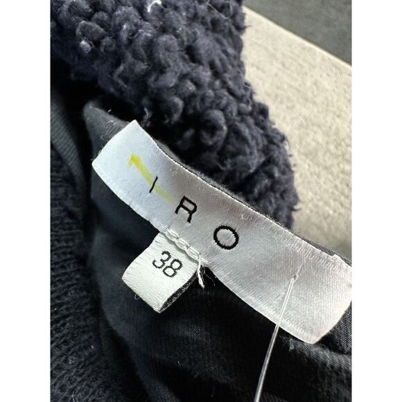 Iro Faux Shearling Piacie Jacket Oversized Navy Snap Front Heavy Pockets Size 38 - Picture 12 of 14